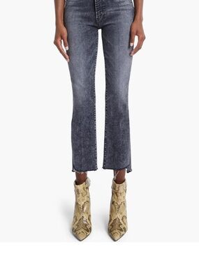 MOTHER Insider Crop Step Fray Jeans Train Stops Gray | Size 26